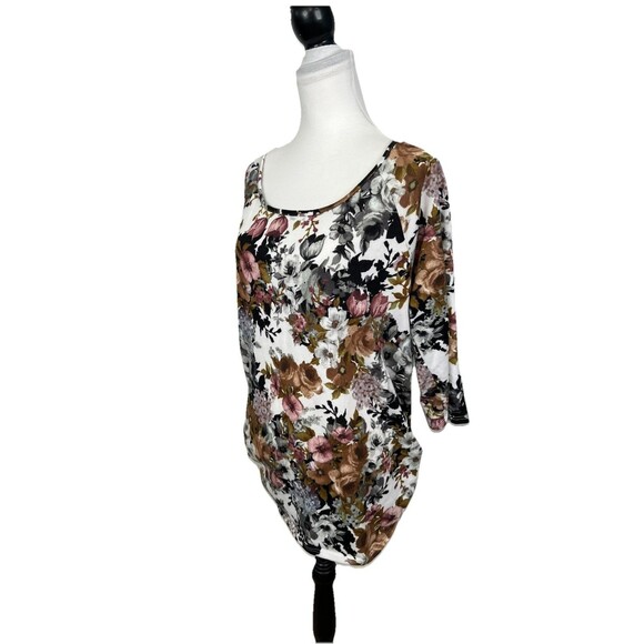 Try! This Knit Top Plus Size 1X Floral Blouse 3/4 Sleeves Pullover Muted Neutral - Picture 5 of 9
